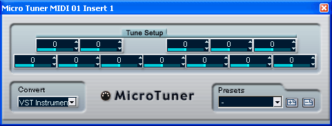 Иллюстрированный самоучитель по Cubase SX › Работа с MIDI-плагинами › Micro Tuner – корректор высоты звучания нот