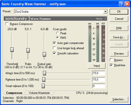 Иллюстрированный самоучитель по компьютерной графике и звуку › Sound Forge › Мастеринговый плагин Wave-Hammer