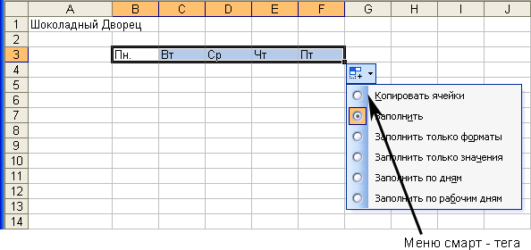 Иллюстрированный самоучитель по Microsoft Excel 2003 › Составление таблицы › Как вводить данные автоматически
