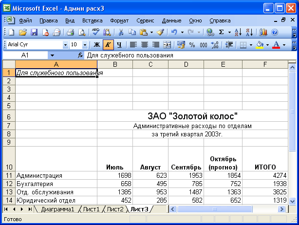 Иллюстрированный самоучитель по Microsoft Excel 2003 › Печать › Как просмотреть таблицу перед печатью