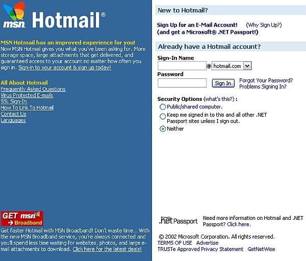 Иллюстрированный самоучитель по Microsoft Outlook 2002 › Outlook и Интернет › Работа с Hotmail