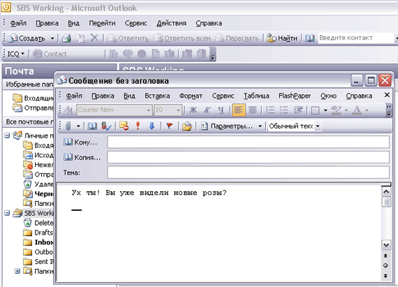 Иллюстрированный самоучитель по Microsoft Outlook 2003 › Работа с сообщениями электронной почты › Оформление сообщений