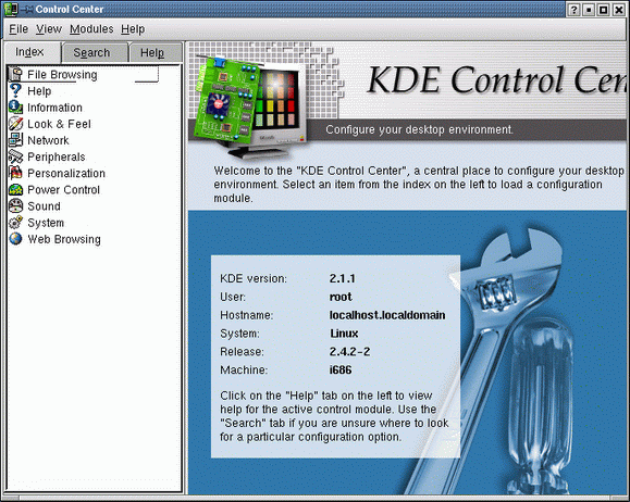 Иллюстрированный самоучитель по Linux › KDE › Конфигурирование KDE. Центр управления KDE.