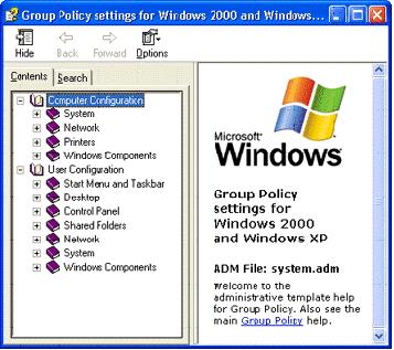 Иллюстрированный самоучитель по автоматической установке Windows XP › Управление Windows XP в среде Windows 2000 Server › Новый пользовательский интерфейс для управления политикой