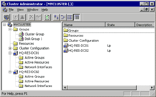 Иллюстрированный самоучитель по настройке Windows 2000/2003 › Пошаговое руководство по установке службы кластеров › Проверка установки