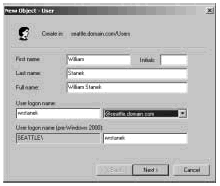 Иллюстрированный самоучитель по администрированию Windows 2000/2003 › Настройка политик управления правами пользователей › Создание доменных учетных записей пользователей