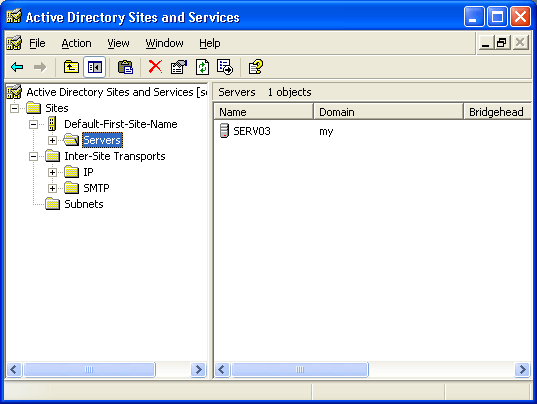 Иллюстрированный самоучитель по Microsoft Windows 2003 › Администрирование доменов › Оснастка Active Directory Sites and Services