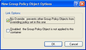 Иллюстрированный самоучитель по Microsoft Windows 2003 › Использование групповых политик › Запрещение переопределения параметров объектов групповой политики. Запрещение применения параметров объекта групповой политики.