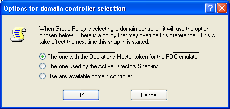 Иллюстрированный самоучитель по Microsoft Windows 2003 › Использование групповых политик › Выбор контроллера домена