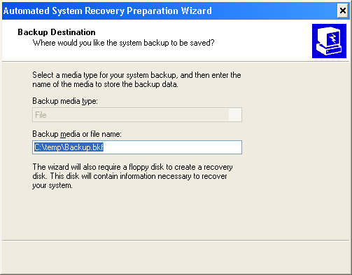 Иллюстрированный самоучитель по Microsoft Windows 2003 › Восстановление системы › Подготовка к процессу автоматического восстановления системы