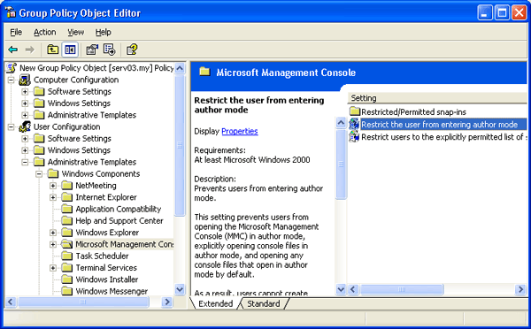Иллюстрированный самоучитель по Microsoft Windows 2003 › Средства управления системой › Установка опций консоли. Запуск инструментов ММС.