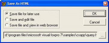 Иллюстрированный самоучитель по Visual FoxPro 7 › Расширенные средства выборки данных › Сохранение результатов запроса в формате HTML