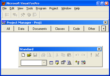 Иллюстрированный самоучитель по Visual FoxPro 7 › Начало работы с Visual FoxPro › Знакомство со стандартной панелью инструментов Visual FoxPro