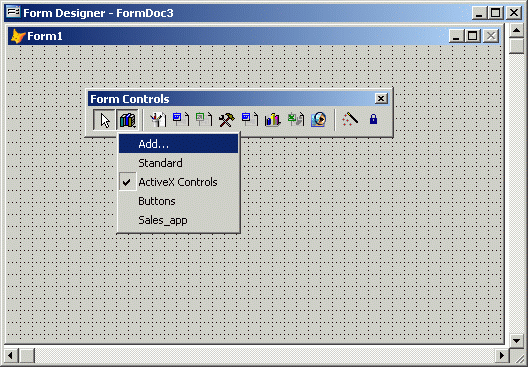 Иллюстрированный самоучитель по Visual FoxPro 8 › Библиотеки классов и ActiveX-компоненты › Отображение ActiveX-компонентов на панели инструментов Form Controls