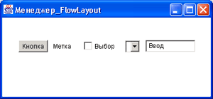 Иллюстрированный самоучитель по Java › Размещение компонентов › Менеджер FlowLayout