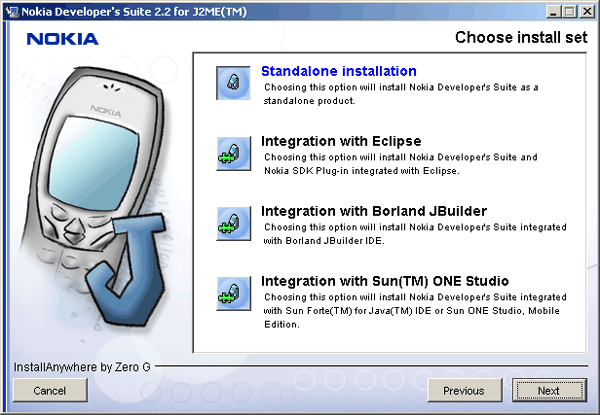 Иллюстрированный самоучитель по программированию мобильных телефонов › Телефонные эмуляторы › Инструментарий Nokia Developer's Suite 2.2 for J2ME