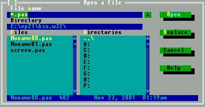 Иллюстрированный самоучитель по Turbo Pascal › Приложение 1. Среда Турбо Паскаля. › Система меню. Меню опции FILE.