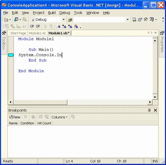 Иллюстрированный самоучитель по Visual Basic .NET › Среда программирования VB.NET: Visual Studio .NET › Отладка в VB.NET