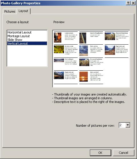 Иллюстрированный самоучитель по Microsoft FrontPage 2002 › Создание Web-узла с помощью мастеров и шаблонов › Шаблон Коллекция фотографий